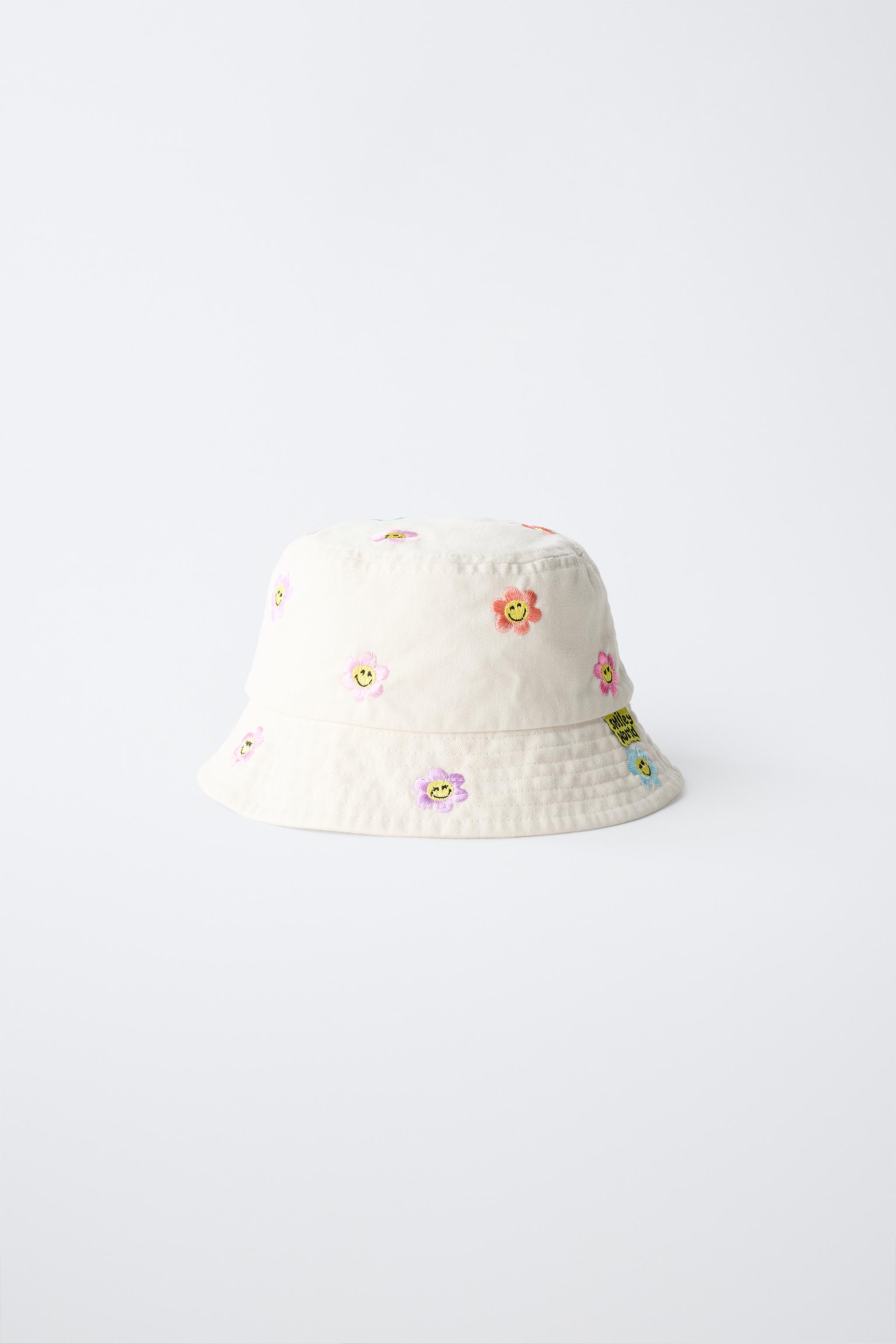 CHAPEAU SEAU FLEURS BRODÉES SMILEYWORLD ®
